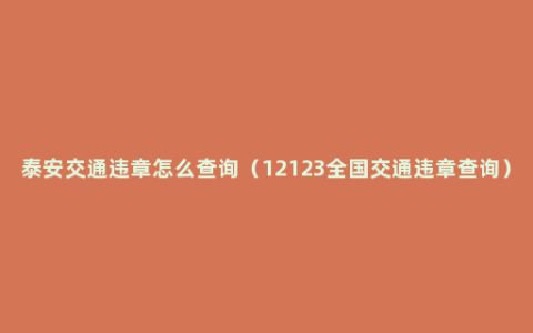 泰安交通违章怎么查询（12123全国交通违章查询）