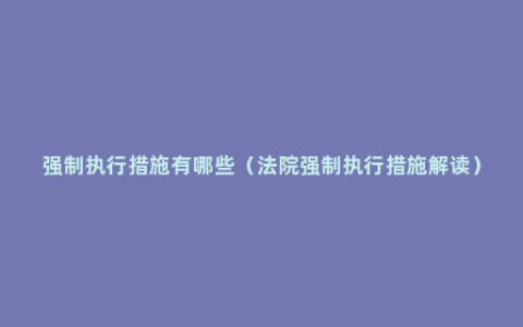 强制执行措施有哪些（法院强制执行措施解读）