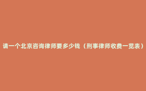 请一个北京咨询律师要多少钱（刑事律师收费一览表）