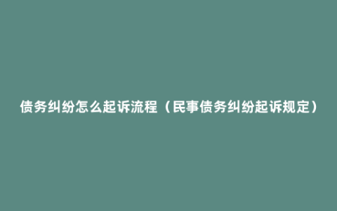 债务纠纷怎么起诉流程（民事债务纠纷起诉规定）