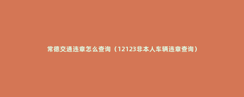 常德交通违章怎么查询（12123非本人车辆违章查询）