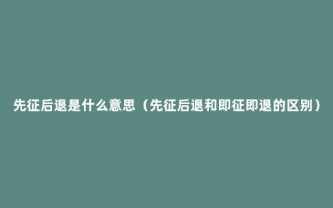 先征后退是什么意思（先征后退和即征即退的区别）