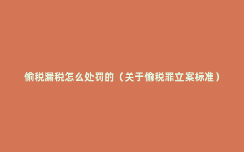 偷税漏税怎么处罚的（关于偷税罪立案标准）