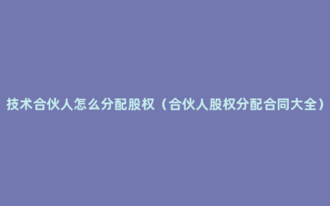 技术合伙人怎么分配股权（合伙人股权分配合同大全）