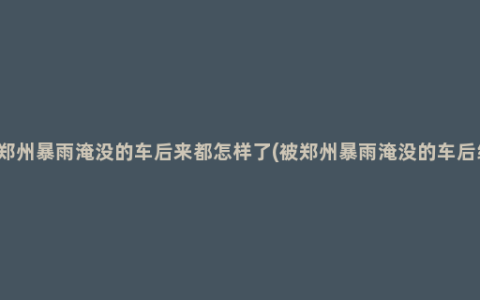 被郑州暴雨淹没的车后来都怎样了(被郑州暴雨淹没的车后续)
