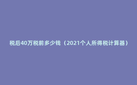 税后40万税前多少钱（2021个人所得税计算器）