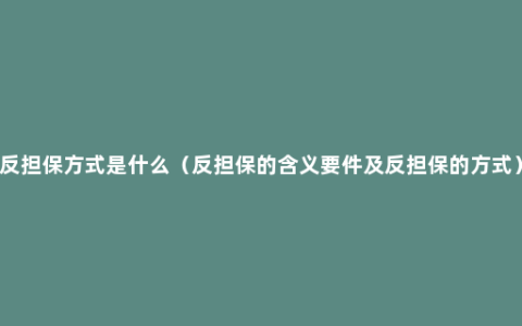 反担保方式是什么（反担保的含义要件及反担保的方式）