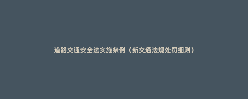 道路交通安全法实施条例（新交通法规处罚细则）