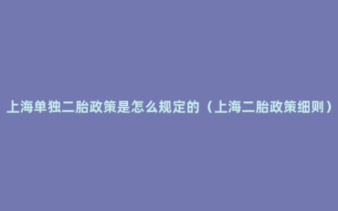 上海单独二胎政策是怎么规定的（上海二胎政策细则）