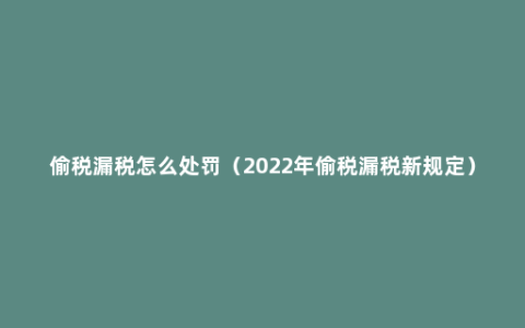 偷税漏税怎么处罚（2022年偷税漏税新规定）