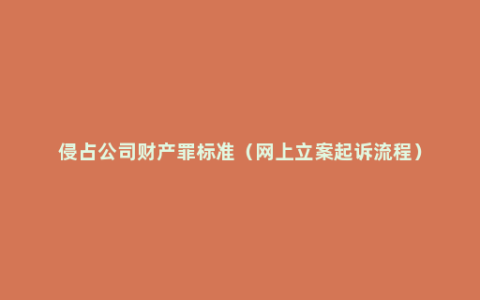 侵占公司财产罪标准（网上立案起诉流程）