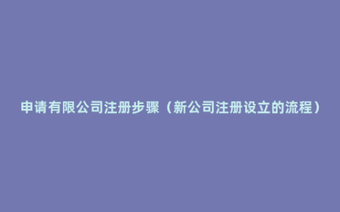 申请有限公司注册步骤（新公司注册设立的流程）