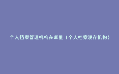 个人档案管理机构在哪里（个人档案现存机构）
