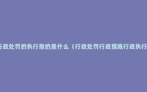行政处罚的执行指的是什么（行政处罚行政措施行政执行）