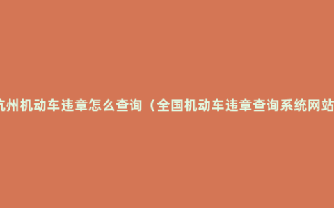 杭州机动车违章怎么查询（全国机动车违章查询系统网站）