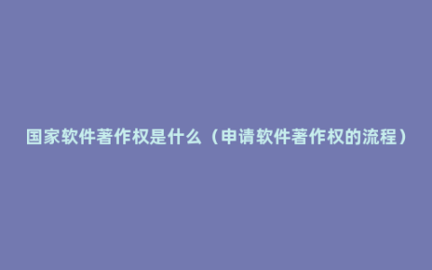 国家软件著作权是什么（申请软件著作权的流程）