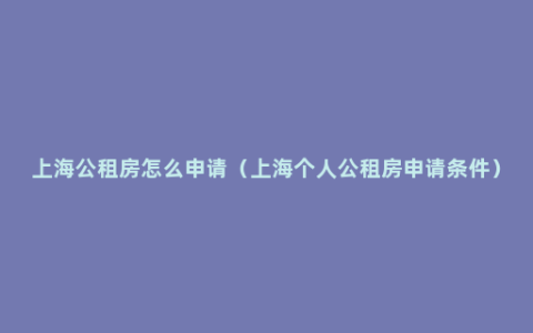 上海公租房怎么申请（上海个人公租房申请条件）
