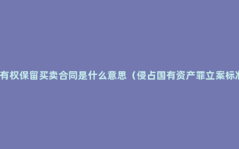 所有权保留买卖合同是什么意思（侵占国有资产罪立案标准）