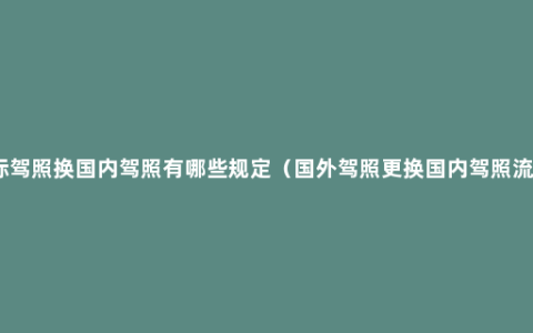 国际驾照换国内驾照有哪些规定（国外驾照更换国内驾照流程）