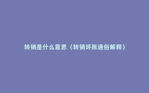 转销是什么意思（转销坏账通俗解释）