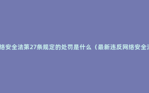 违反网络安全法第27条规定的处罚是什么（最新违反网络安全法规定）