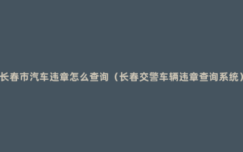 长春市汽车违章怎么查询（长春交警车辆违章查询系统）