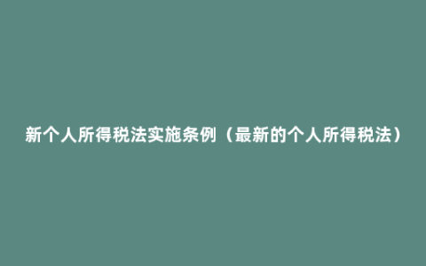 新个人所得税法实施条例（最新的个人所得税法）