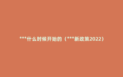 ***什么时候开始的（***新政策2022）