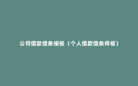 公司借款借条模板（个人借款借条样板）
