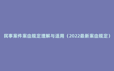 民事案件案由规定理解与适用（2022最新案由规定）