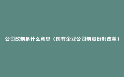 公司改制是什么意思（国有企业公司制股份制改革）