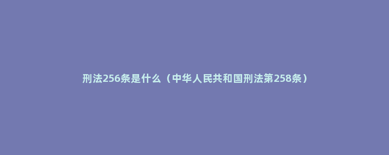 刑法256条是什么（中华人民共和国刑法第258条）