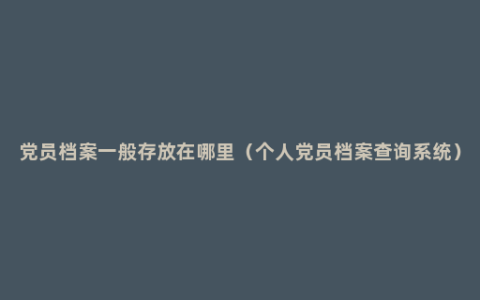 党员档案一般存放在哪里（个人党员档案查询系统）