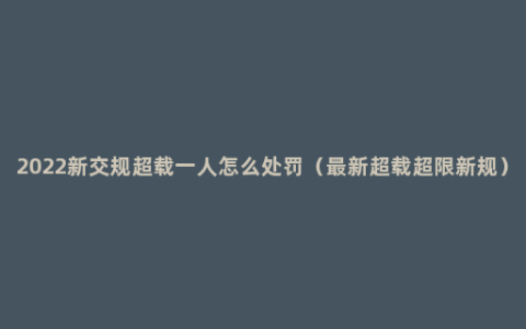 2022新交规超载一人怎么处罚（最新超载超限新规）