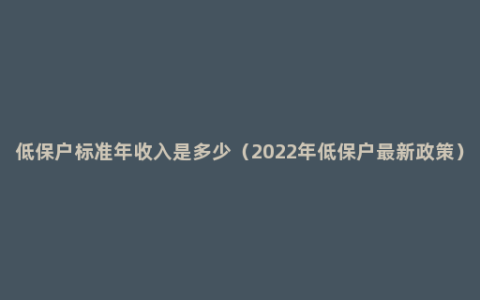 低保户标准年收入是多少（2022年低保户最新政策）