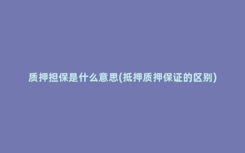 质押担保是什么意思(抵押质押保证的区别)