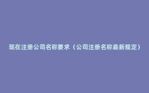 现在注册公司名称要求（公司注册名称最新规定）
