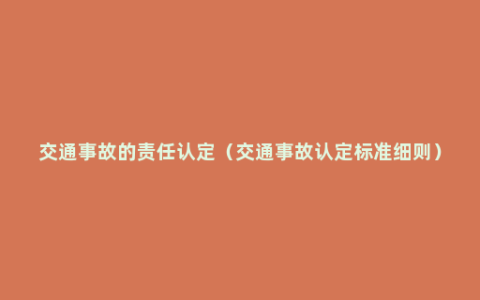 交通事故的责任认定（交通事故认定标准细则）