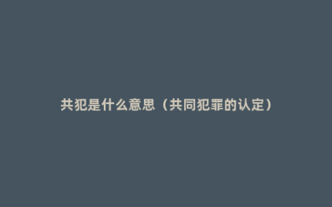 共犯是什么意思（共同犯罪的认定）
