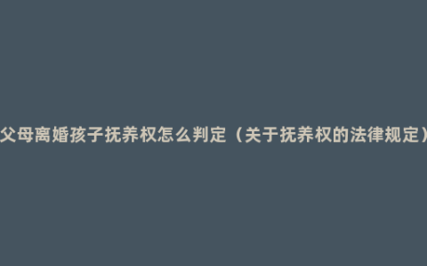 父母离婚孩子抚养权怎么判定（关于抚养权的法律规定）