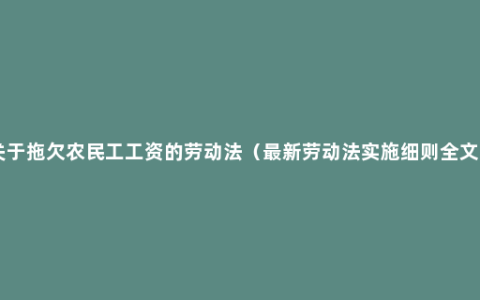关于拖欠农民工工资的劳动法（最新劳动法实施细则全文 ）