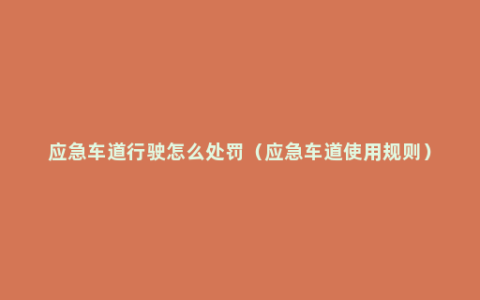 应急车道行驶怎么处罚（应急车道使用规则）