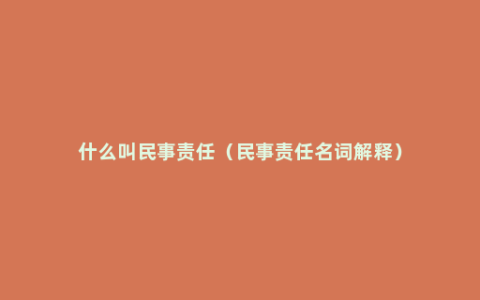 什么叫民事责任（民事责任名词解释）