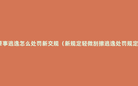 肇事逃逸怎么处罚新交规（新规定轻微刮擦逃逸处罚规定）