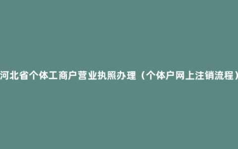 河北省个体工商户营业执照办理（个体户网上注销流程）