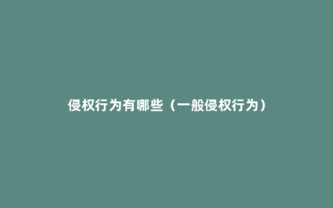 侵权行为有哪些（一般侵权行为）