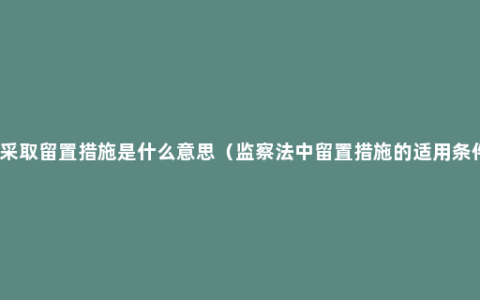 被采取留置措施是什么意思（监察法中留置措施的适用条件）