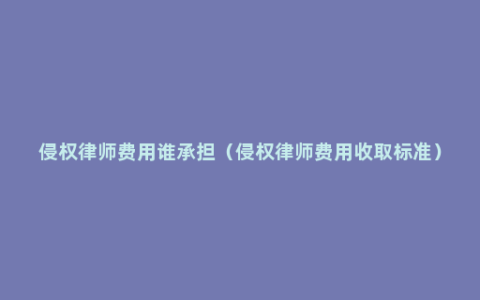 侵权律师费用谁承担（侵权律师费用收取标准）