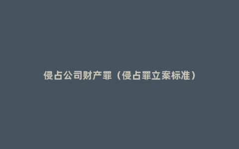 侵占公司财产罪（侵占罪立案标准）