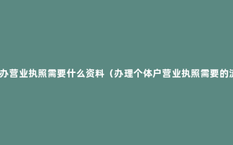 个人办营业执照需要什么资料（办理个体户营业执照需要的流程）